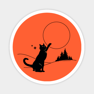 Cool Sun Black Cat in orange Magnet